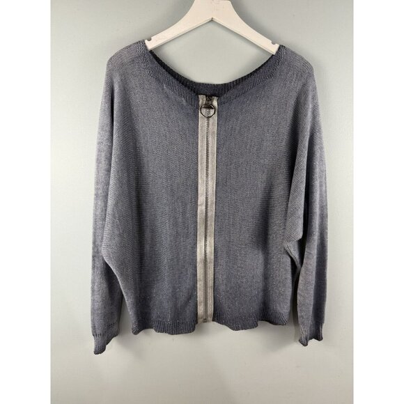 Gigi Moda Womens Sweater One Size OS Blue Sparkle Batwing Shimmer Metallic - Picture 2 of 5